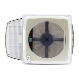 White roof vent fan with LED light and blackout blind