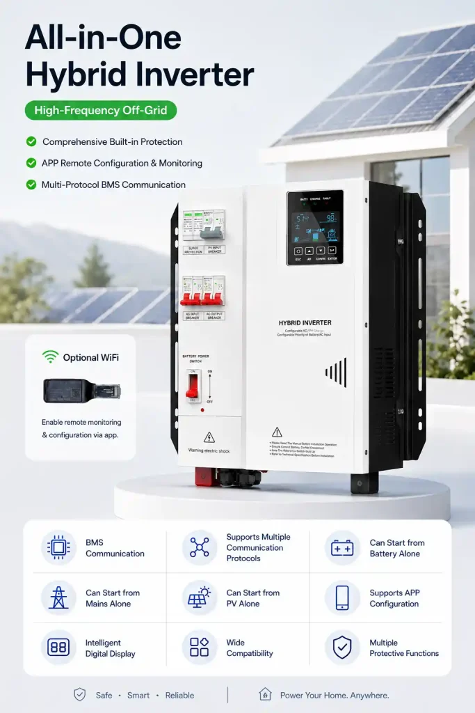 All in One 12V Hybrid Pure Sine Wave Inverter