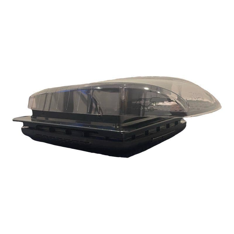 Black Freucamp Plus Fan-Rooflight Clear:Tint FreuCamp Plus Fan 400mm black frame roof vent fan with black smoke dome